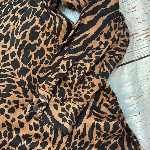 Rails Pearl Cinnamon Mixed Animal Print Popover Top sz S - Picture 6 of 11